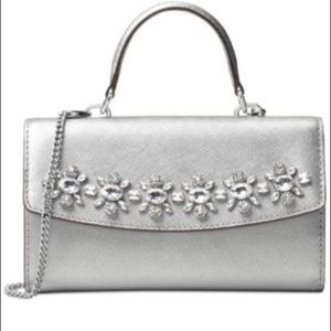 NWT Michael Kors Ava Silver Jewel Phone Crossbody